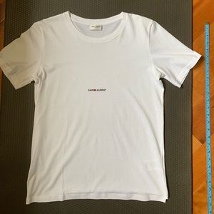 Saint Laurent White Logo Tee in Size XS